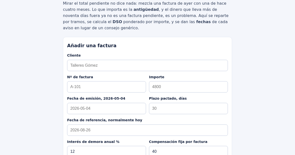 Cobros Pendientes: Antigüedad, DSO y Calendario de Reclamación